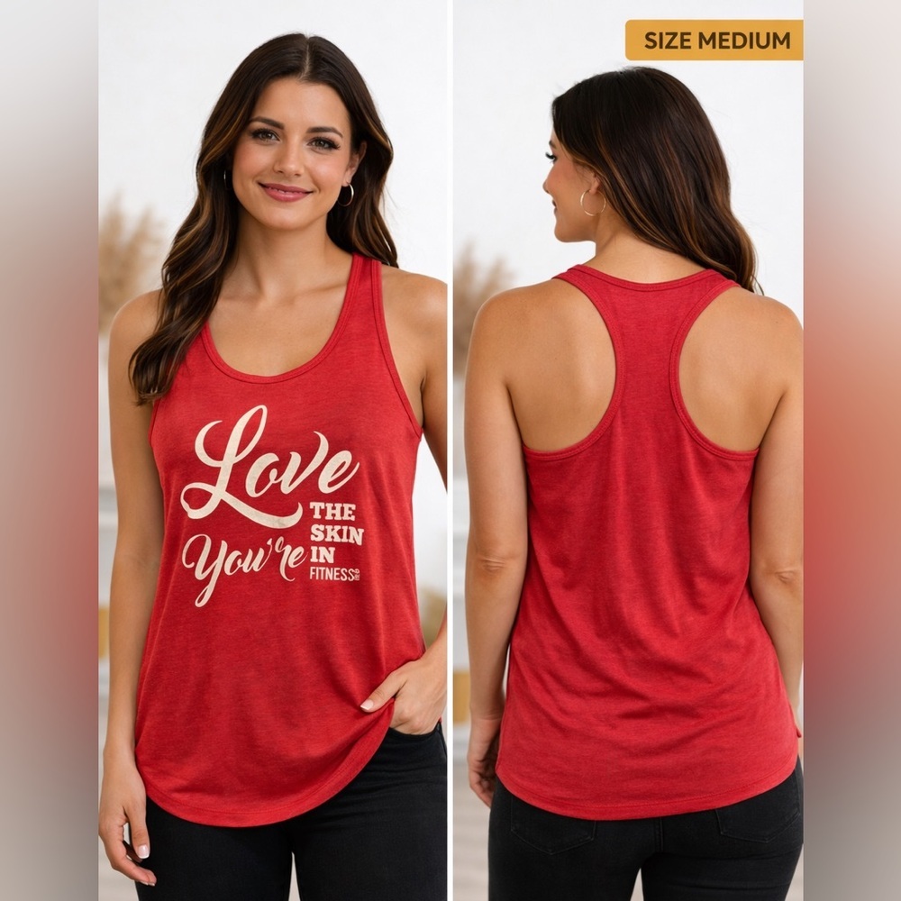 Women’s Red Racerback Tank – Love The Skin You’re In MEDIUM